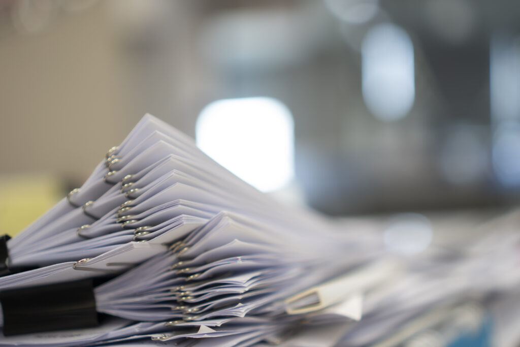 Stack of scripts for a voiceover recording session